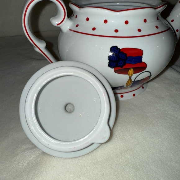 A Special Place Red Hat Society White Porcelain Tea Pot Hat Gloves Shoes Purse - Picture 5 of 7